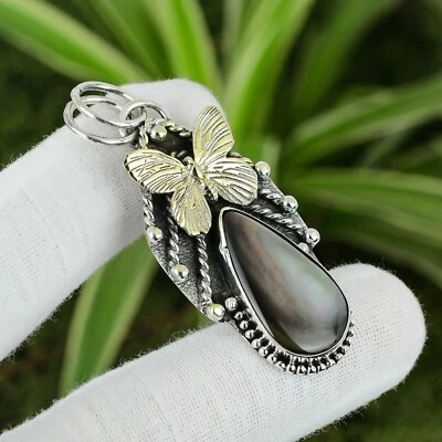 Natural Mother Of Pearl Gemstone 925 Sterling Silver Pendant Butterfly For Women - Image 1 of 4