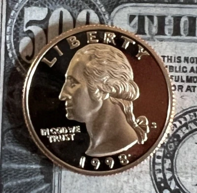 1998 S Washington Quarter - Proof - Cameo - Beautiful Coin - Combined Shipping - Image 1 of 2