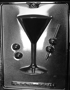 3D MARTINI GLASS WITH OLIVES 2 PIECE mold molds all occasion X - Picture 1 of 2
