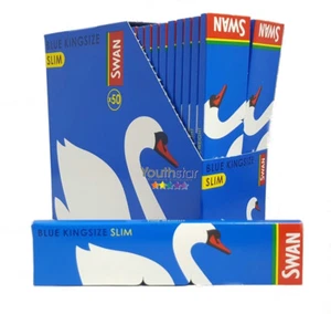 Swan Blue King Size Slim Cigarette Rolling Papers Genuine - 1 to 50 Booklets - Picture 1 of 7