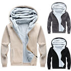 Men's Winter Solid Color Corduroy Long Sleeve Jacket Zipper Hooded Fleece Coat