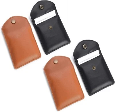BMTICK Cenicero Bolsillo Cuero Estilo Vintage, Negro y Marrón, Pack de 4