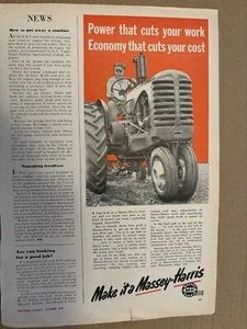 VINTAGE MASSEY HARRIS ADVERTISING PAGE - MH TRACTOR W / FRONT WEIGHTS - 1948 - Picture 1 of 1