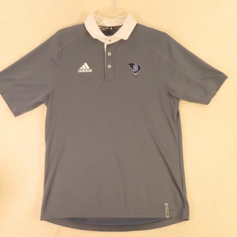 Citadel Bulldogs Adidas Polo Shirt Mens Medium Gray Short Sleeve Team Cover