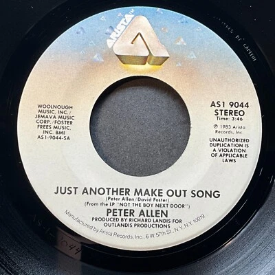 Peter Allen, Just Another Make Out Song / Fade To Black, 7" 45rpm, Vinyl NM - Image 1 of 4