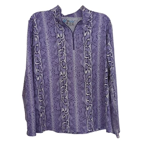 IBKUL Purple Python Snake Long Sleeve Mock Golf Shirt  XXL SPF30-lp - Picture 1 of 14