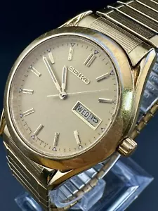 SEIKO MEN'S WATCH GOLD TONE/DIAL--DAY/DATE Model: 7N43-9070 For Parts/Repair A1 - Picture 1 of 10
