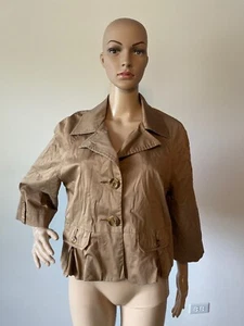 Abrigo Chaqueta Antiguo Azul Marino Ligero Marrón Mezcla Algodón Manga 3/4 Largo Abotonado L - Imagen 1 de 12