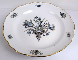 Große MEISSEN Platte Servierplatte 19. Jh Blau Blumen Insekten GOLD 38,5 cm - Bild 1 von 24