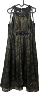 Monsoon Dress empire midi floral khaki black lace sequin neck occasion size 14 - Picture 1 of 11