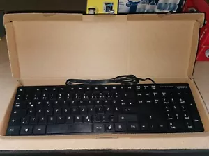 Slim Black Wired Keyboard Localised QWERTZ USB For Laptop PC - Picture 1 of 2