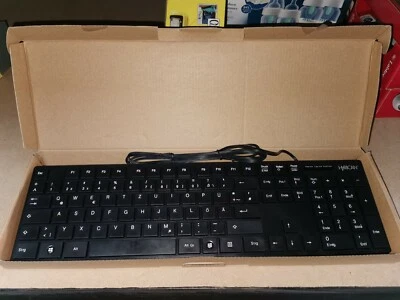 Slim Black Wired Keyboard Localised QWERTZ USB For Laptop PC  - Image 1 of 2
