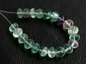 7mm. Natural Fluorite Faceted Rondelle Semi Precious Gemstone Beads - Picture 1 of 5