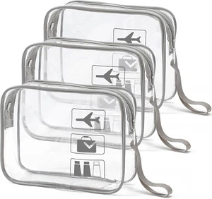 3 Stück Kosmetiktasche Transparent, 1 Liter Beutel Flugzeug Handgepäck, Kulturbe - Bild 1 von 7