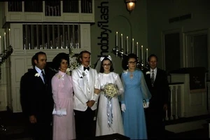 Vintage 35MM Slide Wedding Bride & Groom & Parents 70's - Picture 1 of 2