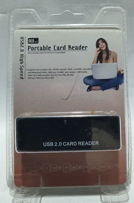USB 2.0 ALL IN ONE HIGH SPEED PORTABLE CARD READER/WRITER Black New Sealed - Bild 1 von 2