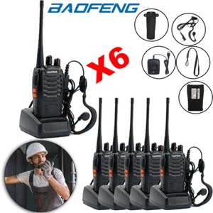 6PCS Baofeng BF-888S Walkie Talkies Long Range Two Way Radio UHF 16CH + Headsets - Picture 1 of 12
