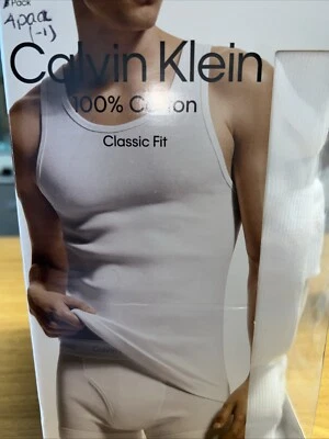 Calvin Klein Men's Cotton Classic 4-Pack Tanks, White, Medium (MEN1) - Image 1 of 4