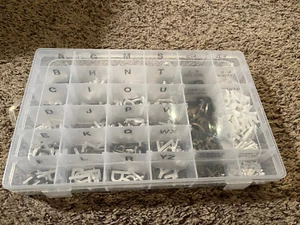 7/8” plastic Menu board Letters Both White & Gold w/ divided container - Picture 1 of 5