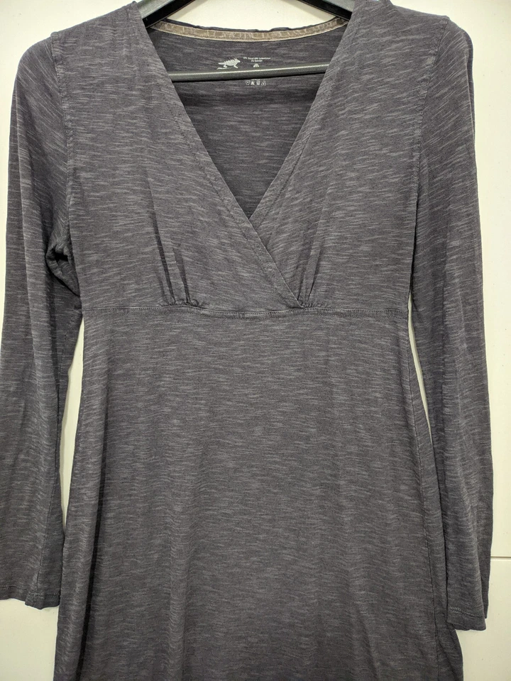 Vestido Horny Toad Feminino M Azul Manga Longa Pulôver Decote V Tencel Elástico Mesclado - Imagem 1 de 4