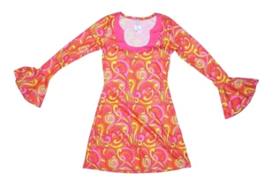 Dream Girl Go Go Gorgeous 70s Groovy Retro Adult Halloween Costume Pink Womens S - Picture 1 of 12