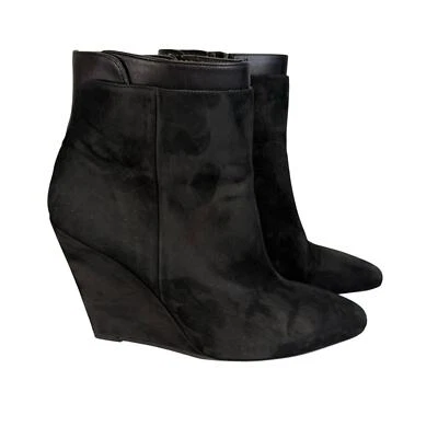 Vince Ludlow Botines de Cuña Mujer 7 Negro Gamuza Cuero Cremallera Punta Italia Foto 1 de 4