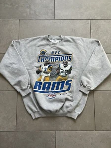Vintage 2000 St Louis Rams NFC Champions Kurt Warner Super Bowl Sweatshirt Sz L - Picture 1 of 11
