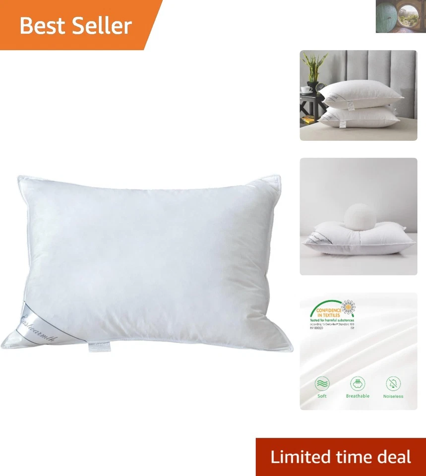 Eastwarmth Natural Goose Down Feather Hotel Collection Pillow for Sleeping 100