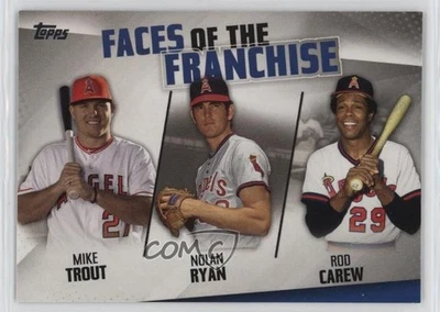 2019 Topps Faces of the Franchise Mike Trout Rod Carew Nolan Ryan #FOF-1 HOF - Image 1 of 2