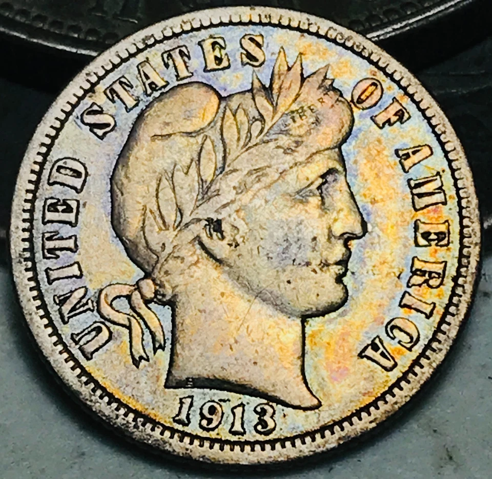 1913 Barber Dime 10c Liberty Head Ungraded Choice Silver US Coin CC28027 - Image 1 of 4