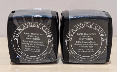 (2) Signature Club A Rapid Transport C Infused Night Creme 1.7 Oz. SEALED NEW  - Image 1 of 3