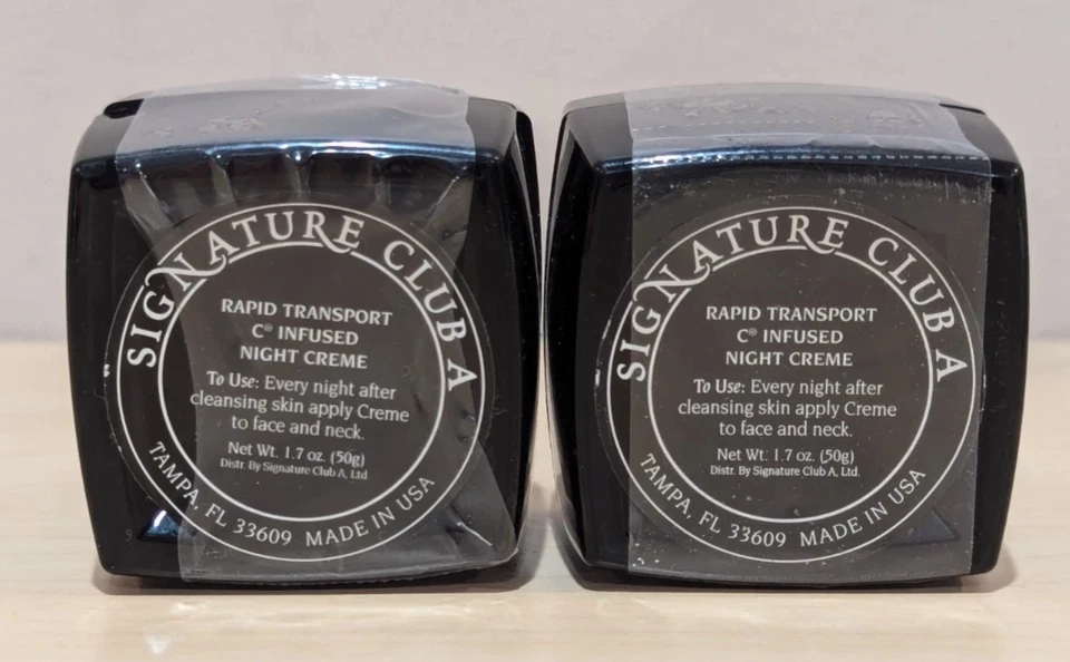 (2) Signature Club A Rapid Transport C Infused Night Creme 1.7 Oz. SEALED NEW  - Image 1 of 3