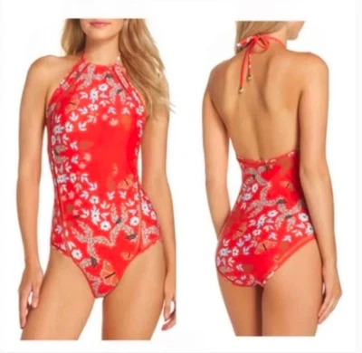 Traje de baño Ted Baker rojo Maiaa Kyoto de una pieza espalda baja diseñador EE. UU. talla 8 precio de venta sugerido por el fabricante 180 USD Foto 1 de 4
