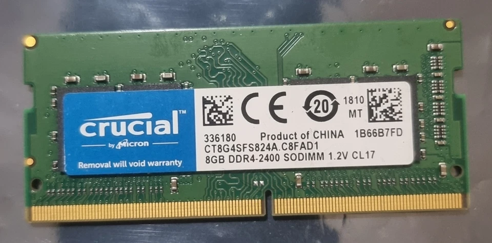 Crucial PC4-19200 PC4 2400 8GB 1X8GB DDR4 1RX8 2400MHz 260pin Laptop Memory - Image 1 of 1