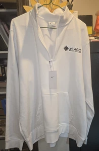 Giacca donna/donna Nike 1/2 zip, bianca, logo De Lago Resort Casino, nuova con etichette XXL - Foto 1 di 10