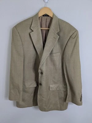Blazer Lauren Ralph Lauren Para Hombre 42S Beige 100% Seda Espiga Sencillo Pecho Foto 1 de 4