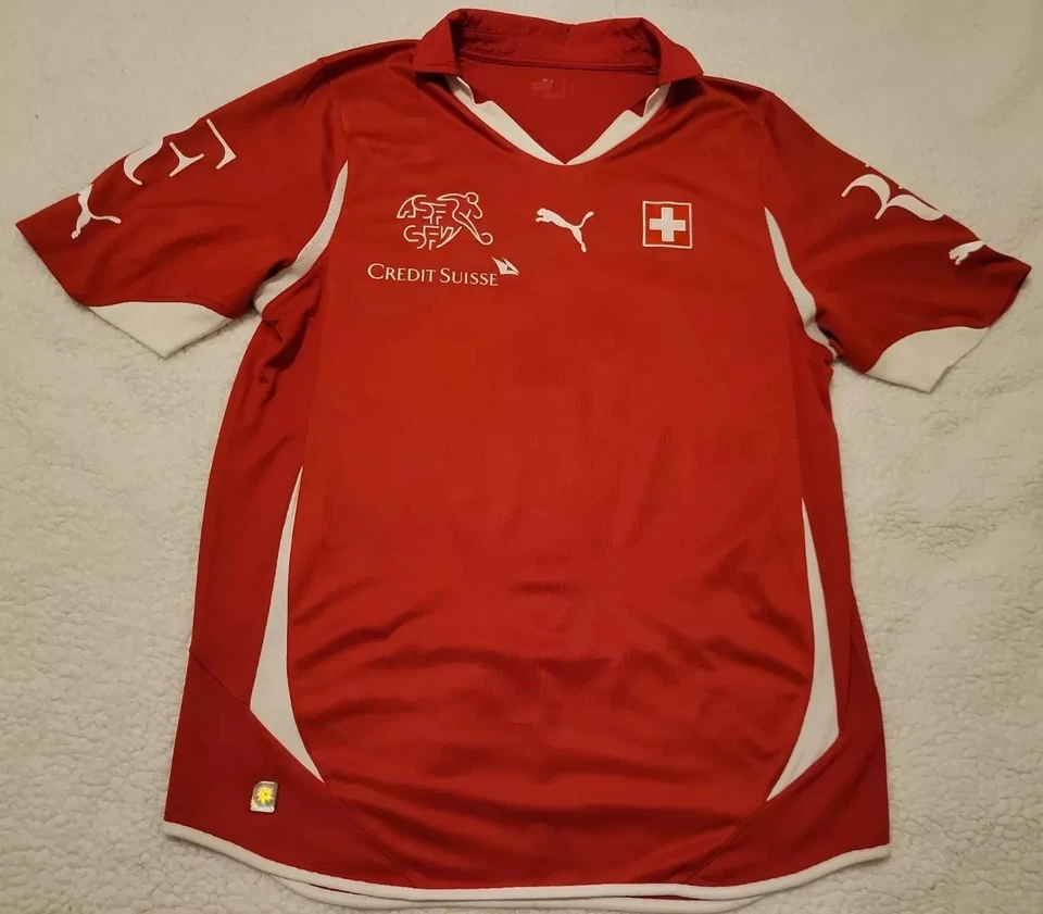 LARGE AUTHENTIC PUMA Switzerland National Team SOCCER Jersey #1 FEDERER Tribute - Image 1 of 4