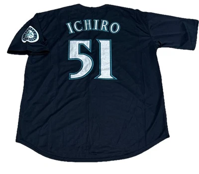Camiseta deportiva Ichiro Suzuki Seattle Mariners para hombre XL NUEVA CON ETIQUETAS 2001 azul oscuro retro alternativa Foto 1 de 4