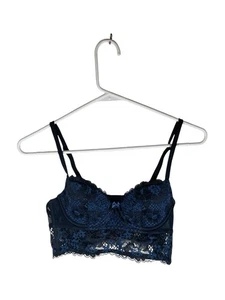 Adore Me Longline Bra Navy Blue, And Black Lace 34A - Picture 1 of 8