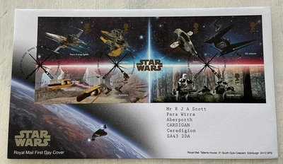 GB QEII 2019 Star Wars Minisheet RM FDC Tallents House Lightsaber Edinburgh SHS - Image 1 of 4