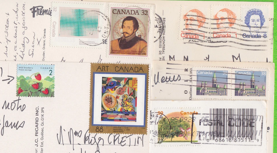 lot de 5 CP - CANADA - 10 timbres en tout dont 2 non oblitérés - Photo 1/1