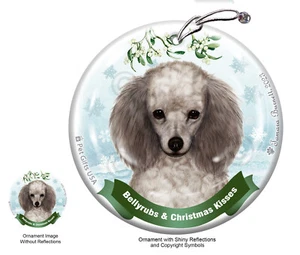 Bellyrubs & Kisses Ornament - Silver Poodle - Picture 1 of 1