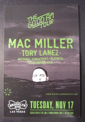 Tarjeta de folleto promocional de concierto Mac Miller 2009 6"x4" Brooklyn Bowl Las Vegas Rap Foto 1 de 2