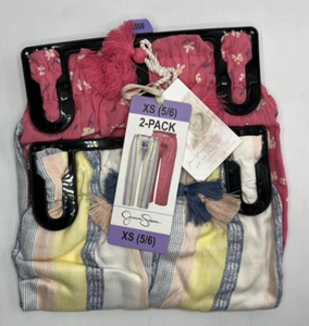 Girls Size XS (5/6) Jessica Simpson 2-Pack Pants Elastic Waistband Pink / Stripe - Picture 1 of 5