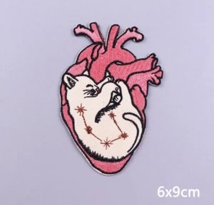 Embroidery Patch Clothing Thermoadhesive Sewing Badge Cat Kitty Heart Pink Kitty - Picture 1 of 1