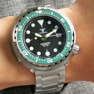 Reloj automático de buceo 200M para hombre 46,5 mm NH35A cristal de zafiro esfera negra fecha - Imagen 1 de 9