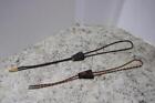 PRE-OWNED Pair of Leather Braided Cord Faux Stone Bolo Ties