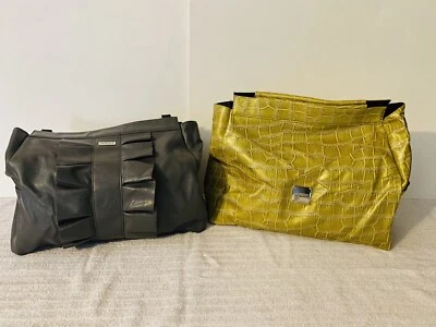 MICHE Bolso de Mano Cartera Gris y Caimán Bronceado Concha Volantes Multi Bolsillo Usado. Foto 1 de 4