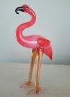 Vintage Hand Blown Glass Pink Flamingo Figurine 4" Tall