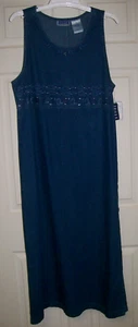 NWT Denim Jumper Dress Embroidered Size M Erika & Co - Picture 1 of 10